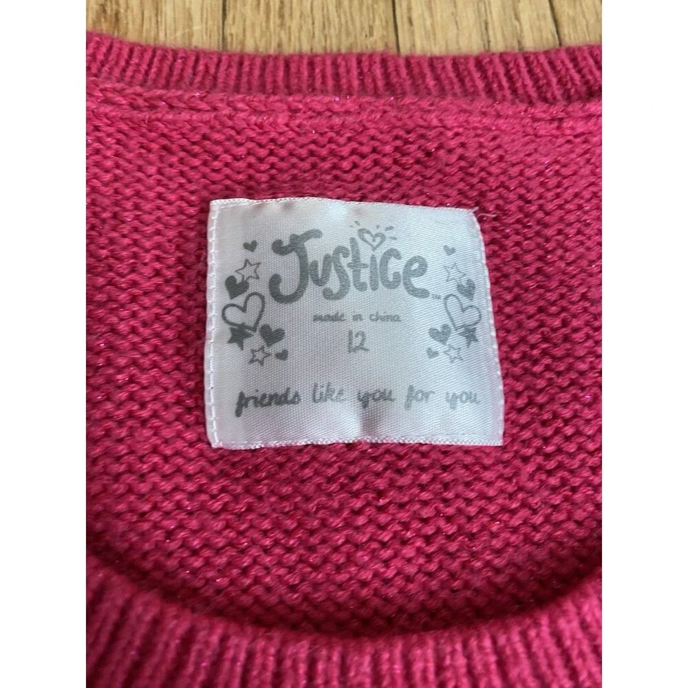 Justice Girl 12 Hot Pink Sequin Sweat Dress Short Sleeve